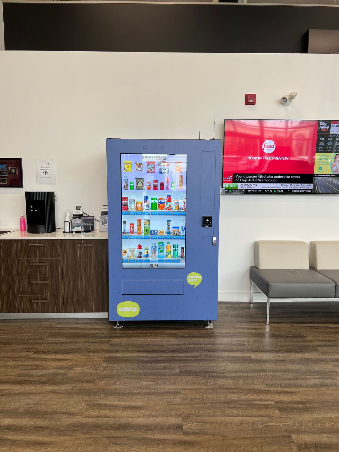 Conte Vending touchscreen machine — close-up