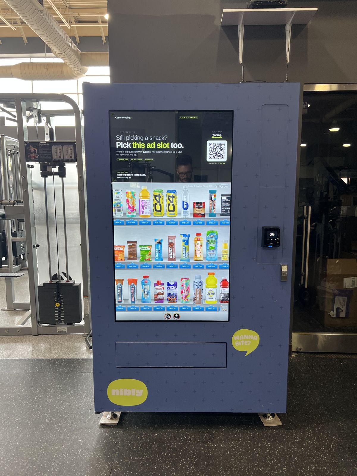 Conte Vending ad slot on the vending machine at Anytime Fitness, Woodbridge